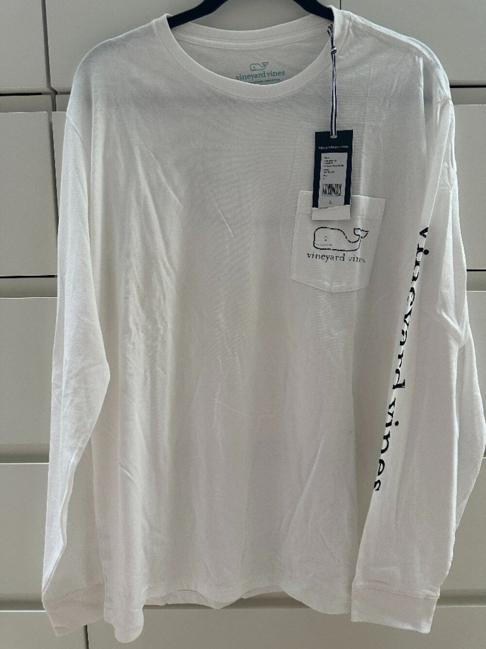 Vineyard Vines Men’s Long Sleeve Pocket Tee White Large NWT